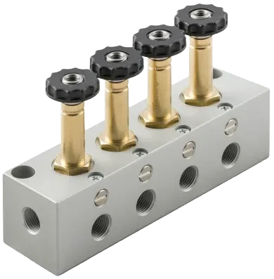 Aignep 07VB 3/2 NC Solenoid Valves on Manifold With Manual Override