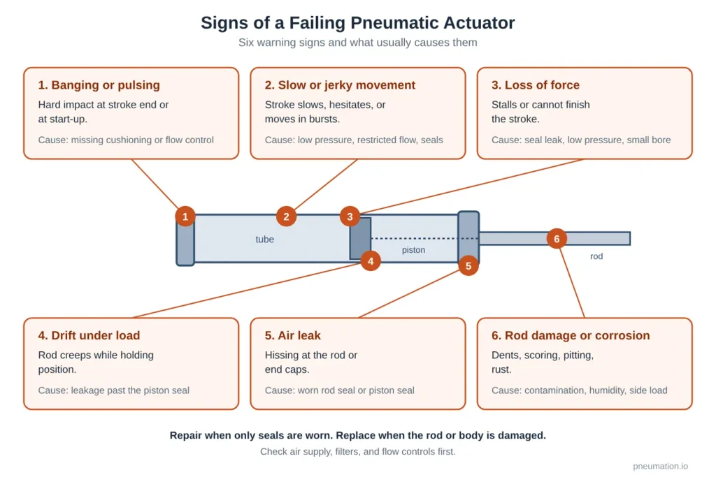 signs of a failing pneumatic actuator