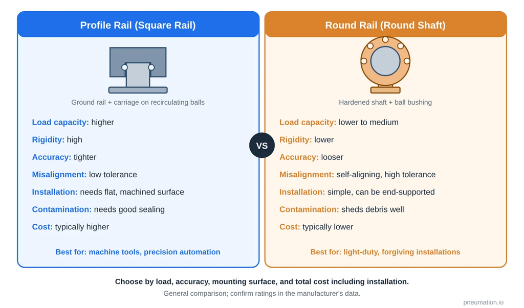 Round Rail vs. Profile Rail Linear Guide